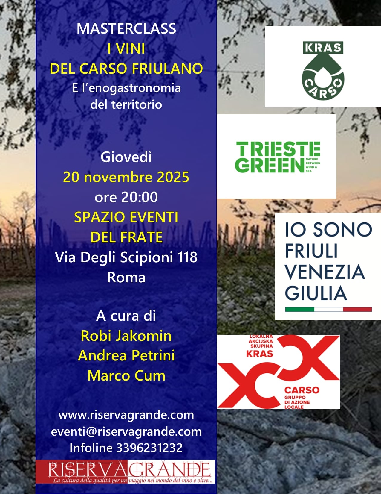 I vini del Carso Friulano. Giovedì 20 novembre 2025 ore 20:00