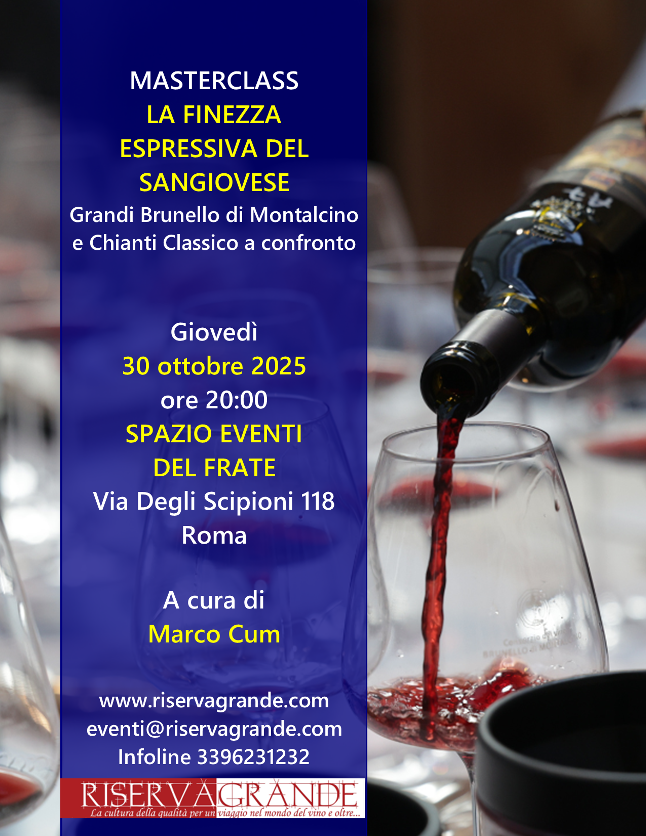 Masterclass. La finezza espressiva del Sangiovese. Giovedì 30 ottobre 2025 ore 20:00