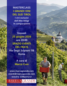 Masterclass. I Vini di Montagna del Sud Tirol. Giovedì 25 giugno 2026 ore 20:00