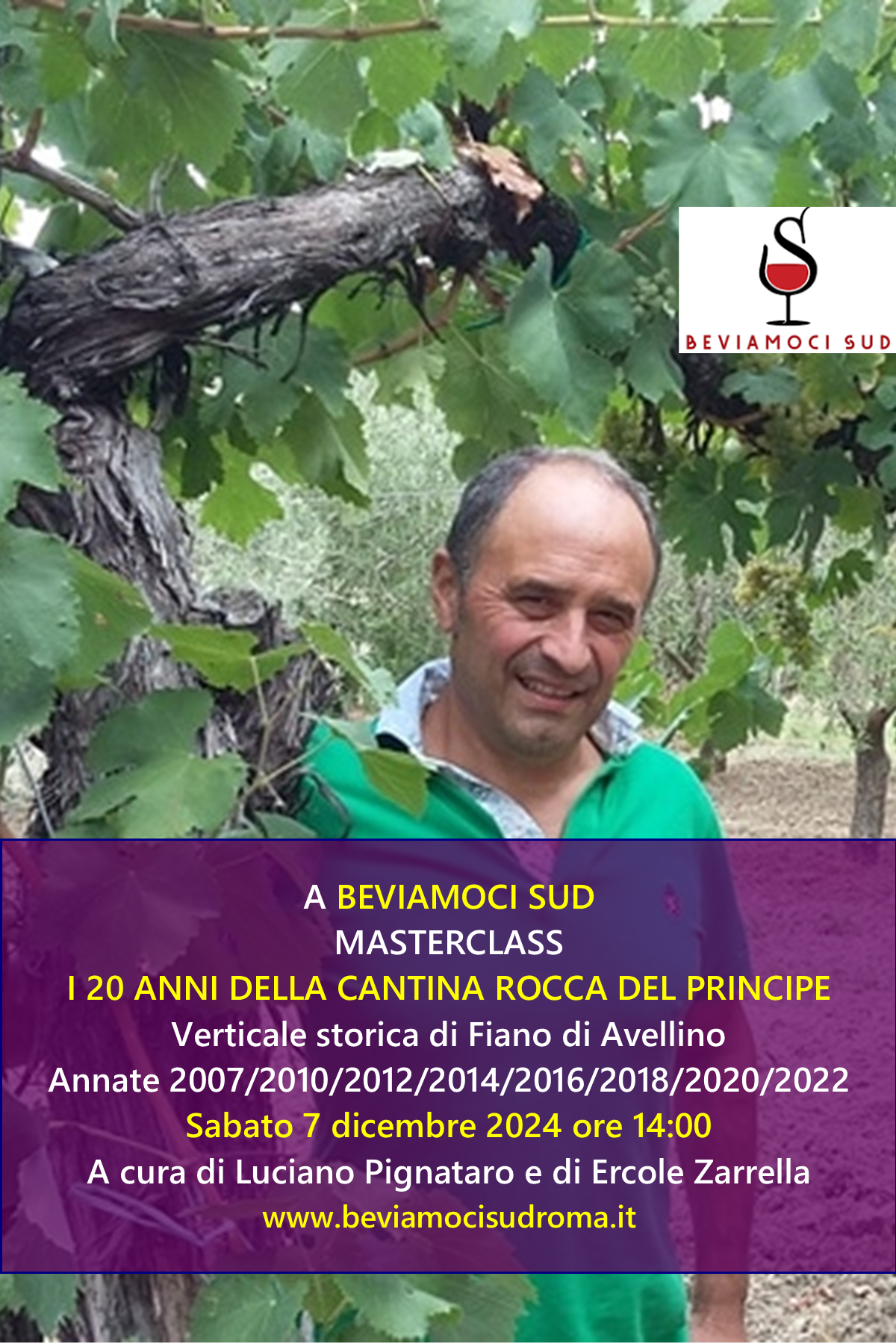 Masterclass. I 20 anni della Cantina Rocca Del Principe. Sabato 7 dicembre ore 14:00