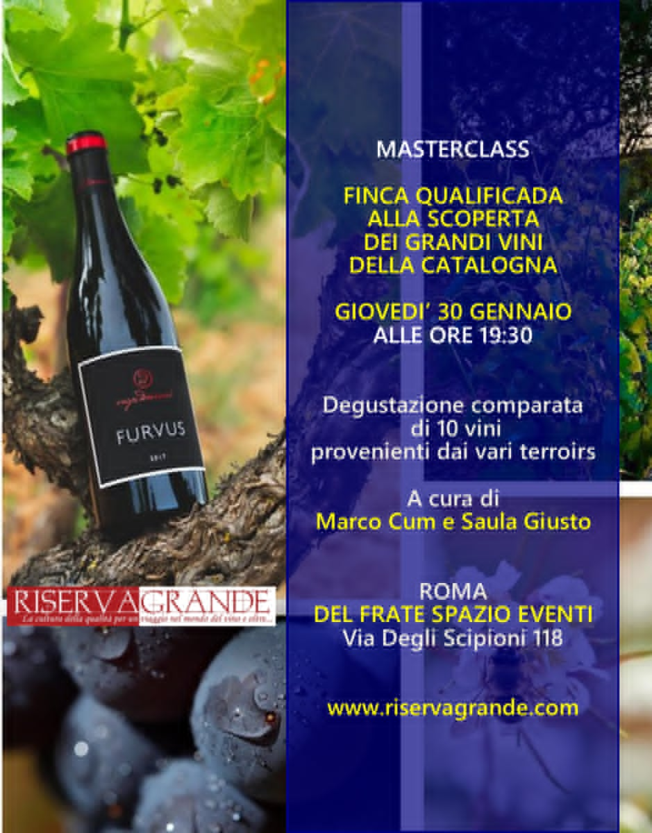 Masterclass. Alla Scoperta dei grandi terroirs della Catalogna. Giovedì 30 gennaio 2025 ore 19:30