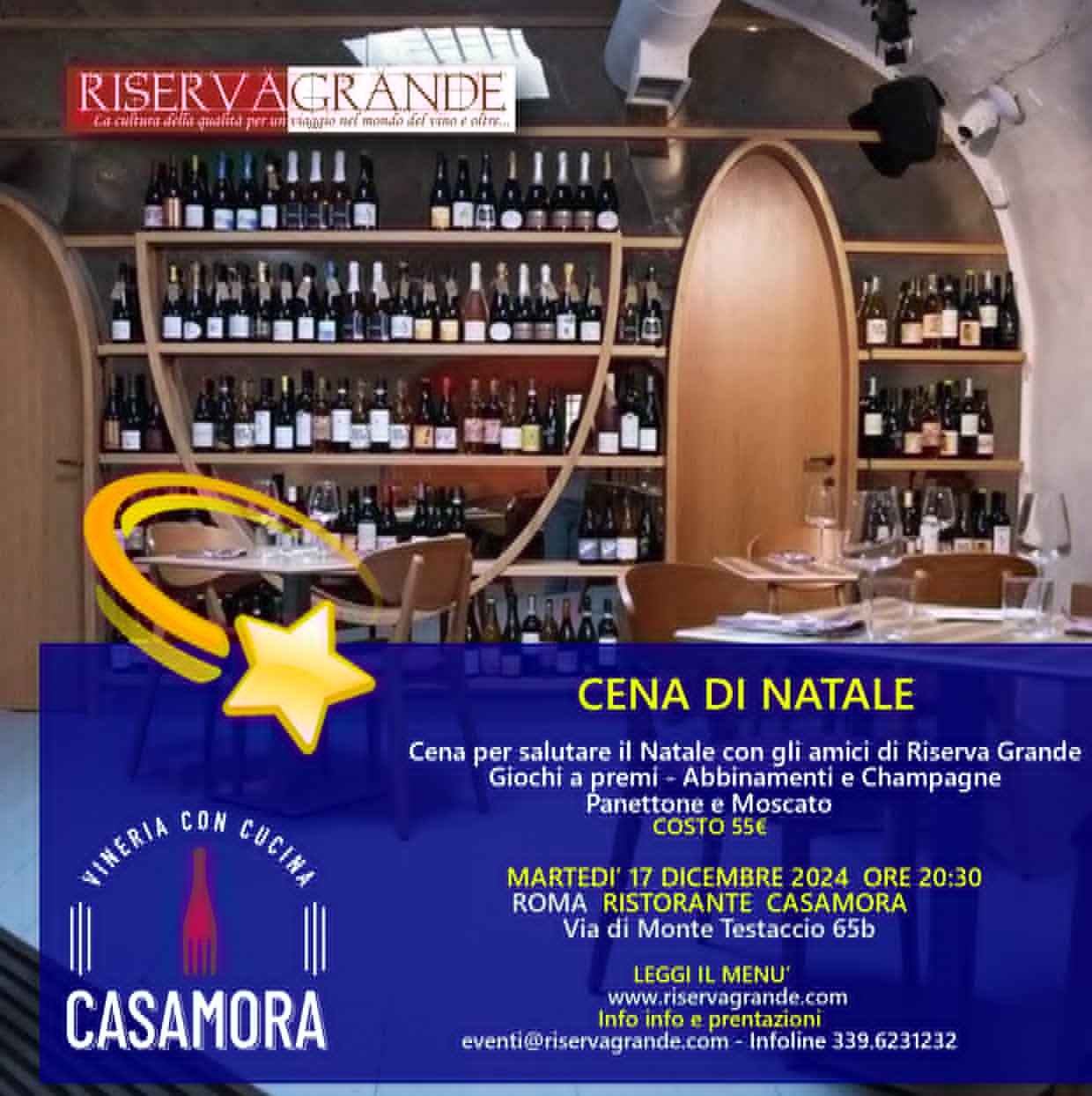 Cena Di Natale con gli amici di Riserva Grande. Martedì 17 dicembre ore 20:30